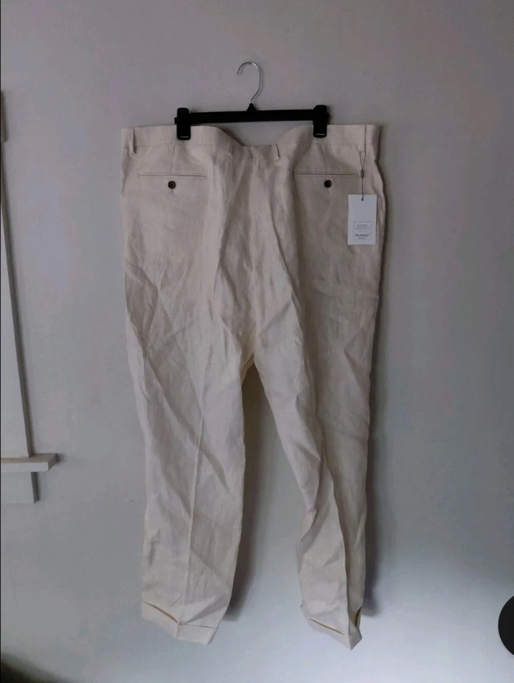 Nwt Baird McNutt 100% Linen Mens Pants 46x29 Zac Classic Fit Flat Front Cream